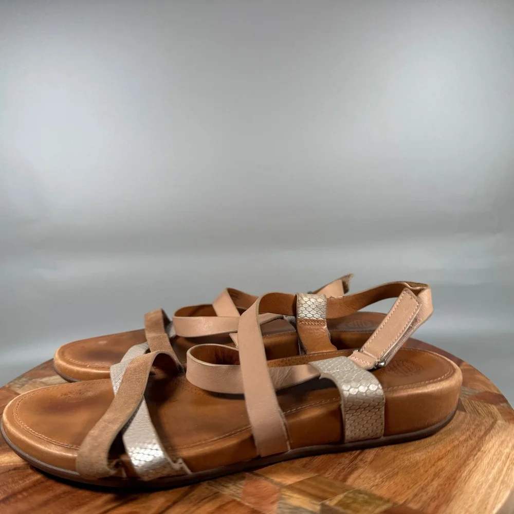 FitFlop I15-481 Women Tan Leather Suede Strappy Comfort Sandals US 9 EU 41